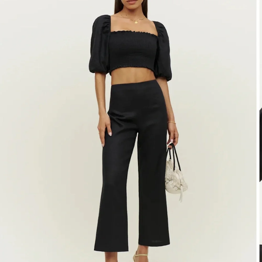 Reformation Scarlett Linen Two Piece Black - Size 2
